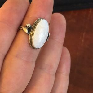 Antique vintage Art Deco sterling opal ring